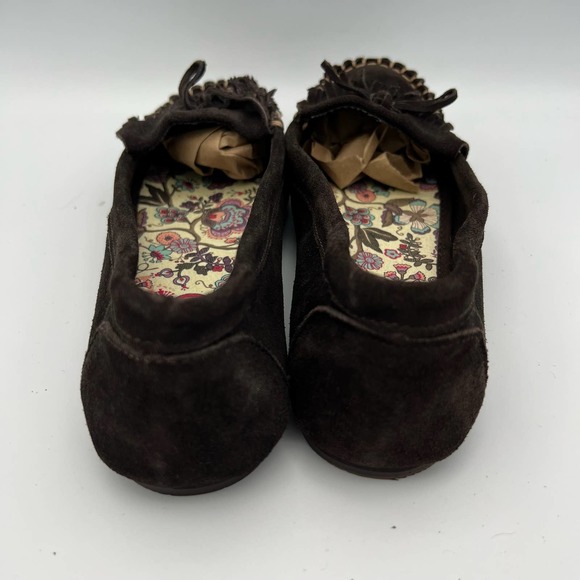 Decree Womens Leather Moccasins size 7M Dark Brown Fringe Contrasting Stitching - Picture 5 of 10